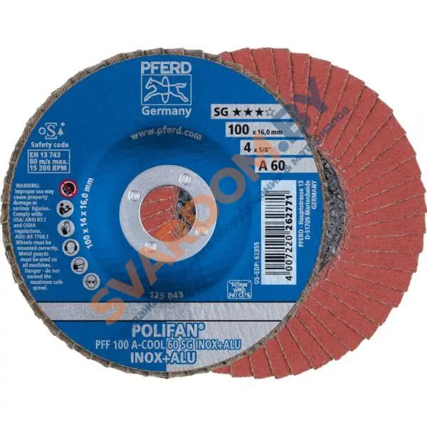 Круги лепестковые торцевые (КЛТ) PFERD A-COOL SG INOX+ALU PFF - svardom.by